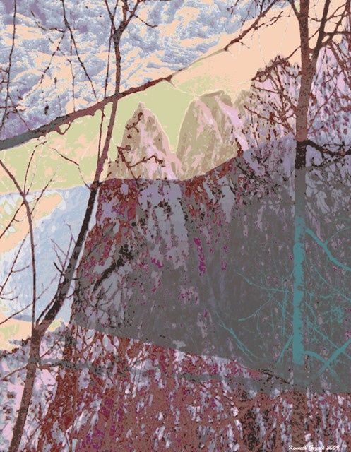 Grafika cyfrowa / sztuka generowana cyfrowo zatytułowany „Mountain Winter #5” autorstwa Kenneth Grzesik, Oryginalna praca, M…