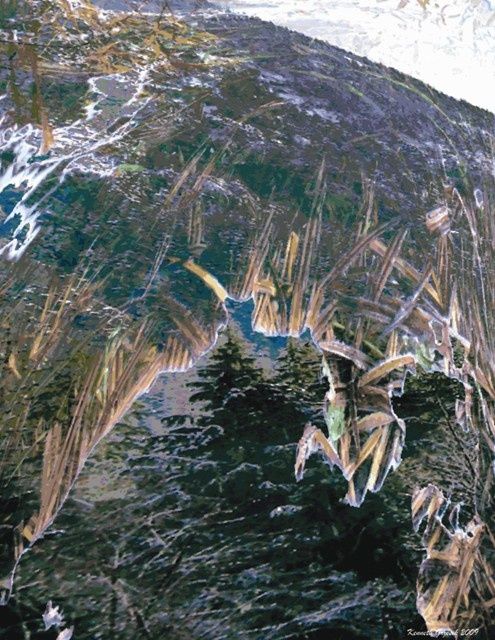 Digitale Kunst mit dem Titel "Mountain Winter #7" von Kenneth Grzesik, Original-Kunstwerk, Digitale Malerei