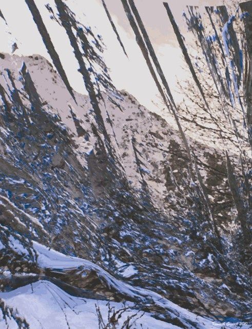 Digital Arts titled "Mountain Winter #31" by Kenneth Grzesik, Original Artwork, Digital Painting