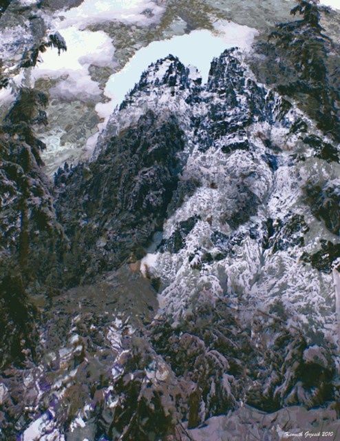 Arts numériques intitulée "Mountain Winter #43" par Kenneth Grzesik, Œuvre d'art originale, Peinture numérique