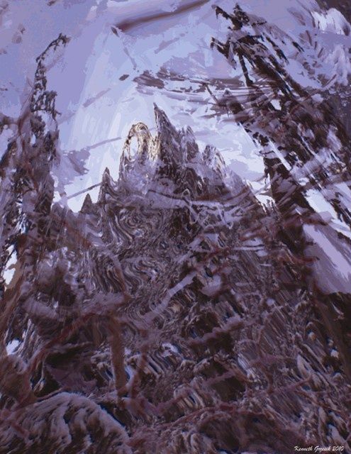 Arte digitale intitolato "Mountain Winter #44" da Kenneth Grzesik, Opera d'arte originale, Pittura digitale