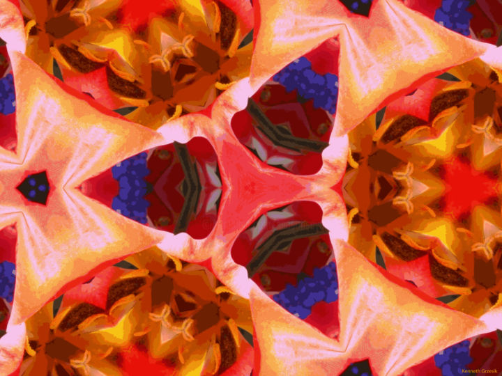 Digital Arts titled "Kaleidoscope Geomet…" by Kenneth Grzesik, Original Artwork, Digital Painting