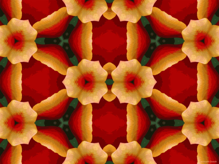 Digital Arts titled "Kaleidoscope Geomet…" by Kenneth Grzesik, Original Artwork, Digital Painting