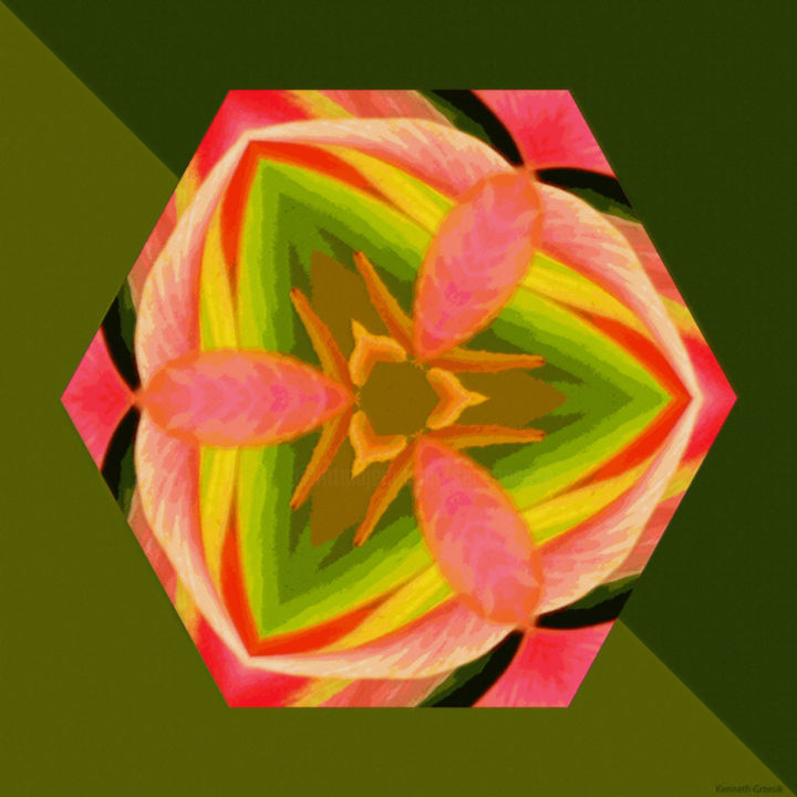 Digitale Kunst mit dem Titel "Geometric Garden 20" von Kenneth Grzesik, Original-Kunstwerk, Digitale Malerei