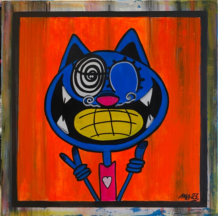Painting titled "Miaoooo abstract VI" by Seb Paul Michel, Original Artwork, Acrylic Mounted on Wood Stretcher frame