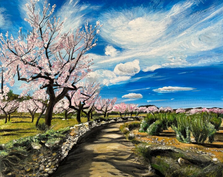 绘画 标题为“Almond trees just i…” 由Bas Van Bemmel, 原创艺术品, 水粉