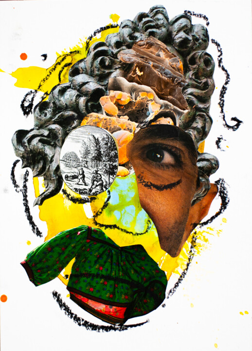 Collages intitulée "Gasface 2" par Sebastian Herrling, Œuvre d'art originale, Collages