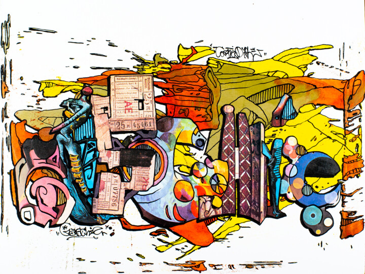 Collages intitulée "GASCHIE 10 Coloured…" par Sebastian Herrling, Œuvre d'art originale, Collages