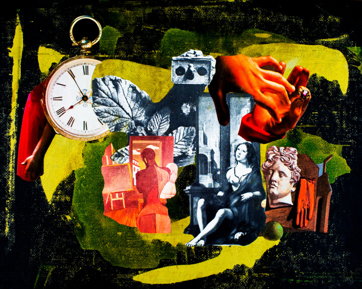 Collages titled "Zeichen und Symbole…" by Sebastian Herrling, Original Artwork, Collages