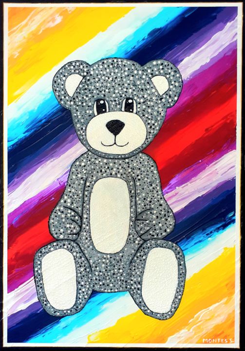 Painting titled "Teddy Color" by Sebastian Montes, Original Artwork, Acrylic