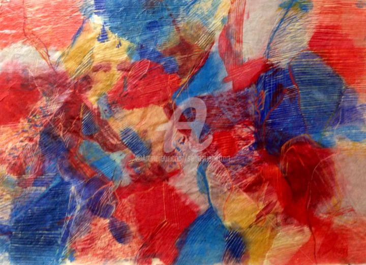 Painting titled "venice in red" by Sebastian Olivier Burckhardt, Original Artwork, Acrylic
