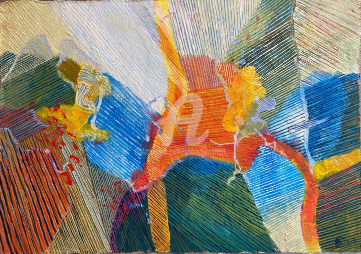Malerei mit dem Titel "Sonnenstrahlen" von Sebastian Olivier Burckhardt, Original-Kunstwerk, Acryl