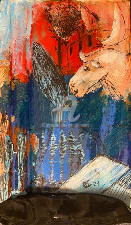 Pittura intitolato "Le cheval blanc et…" da Sebastian Olivier Burckhardt, Opera d'arte originale, Acrilico