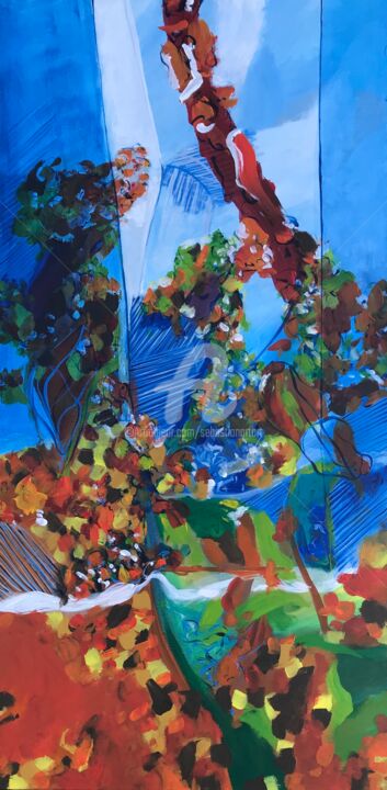 Malerei mit dem Titel "aux Tropiques" von Sebastian Olivier Burckhardt, Original-Kunstwerk, Acryl