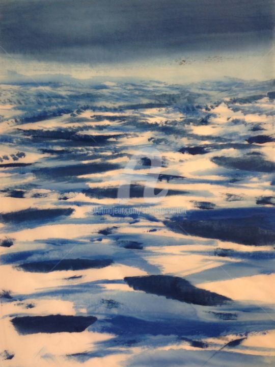 Painting titled "Nebel kommt" by Sebastian Olivier Burckhardt, Original Artwork, Watercolor