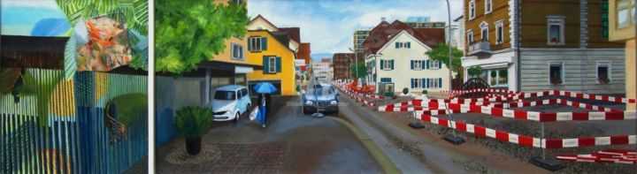 Malerei mit dem Titel "Brunnenstrasse Uste…" von Sebastian Olivier Burckhardt, Original-Kunstwerk, Acryl
