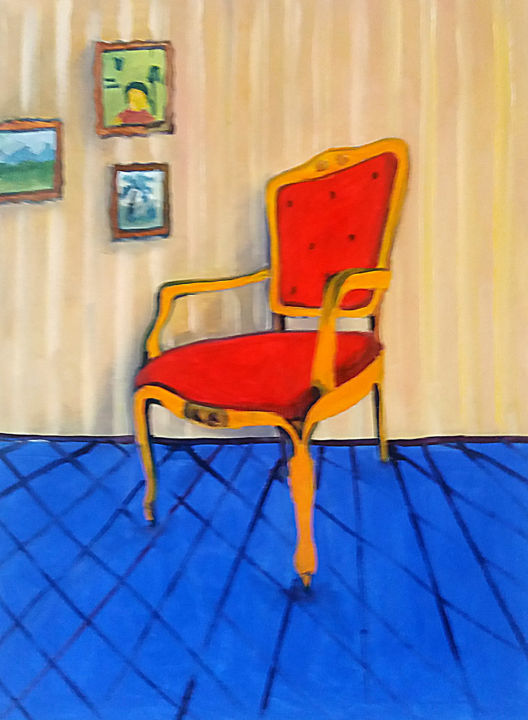 Malerei mit dem Titel "Cadeira vermelha co…" von Sebastian Fernandes, Original-Kunstwerk, Öl