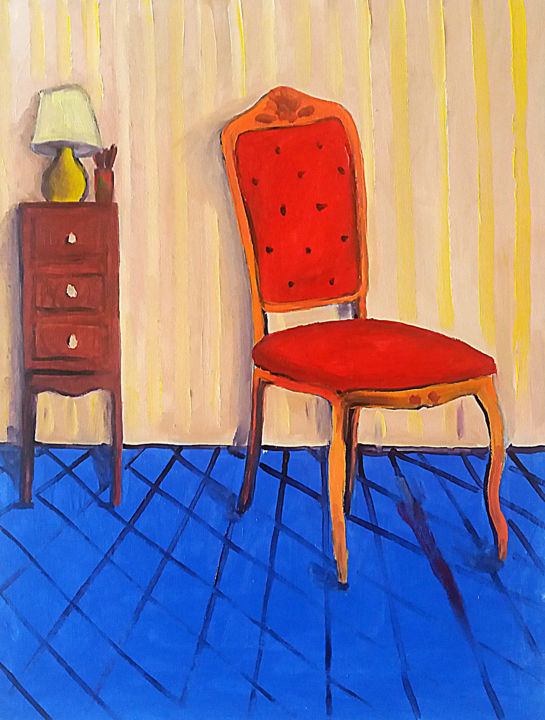 Malerei mit dem Titel "Cadeira sem braços…" von Sebastian Fernandes, Original-Kunstwerk, Öl