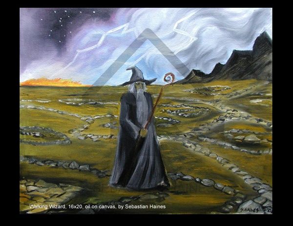 Malarstwo zatytułowany „Walking Wizard” autorstwa Sebastian Haines, Oryginalna praca
