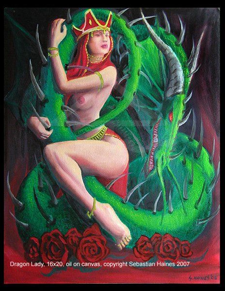 Peinture intitulée "Dragon Lady" par Sebastian Haines, Œuvre d'art originale