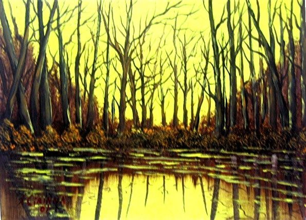 Painting titled "riflessi sul lago" by Artista Per Caso, Original Artwork