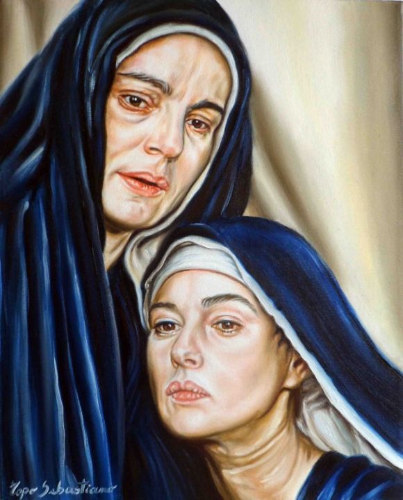 Pittura intitolato "Pietà" da Sebastiano Topo, Opera d'arte originale, Olio