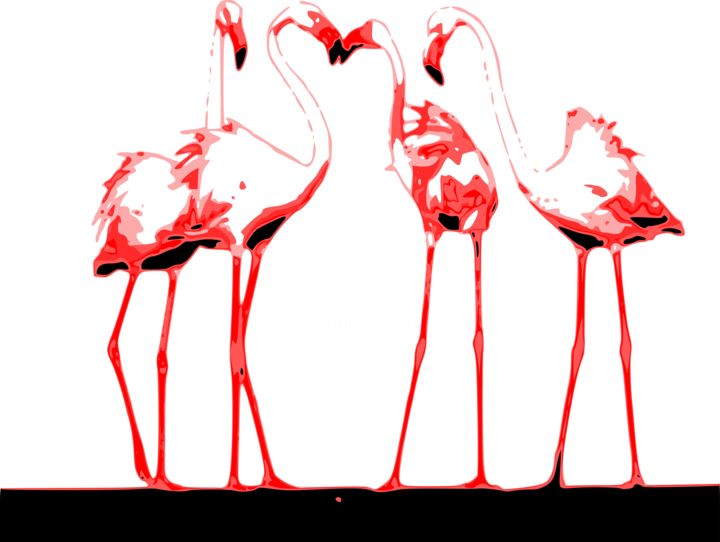 Digital Arts με τίτλο "Les flamants roses" από Mose, Αυθεντικά έργα τέχνης, Φωτογραφία Μοντάζ