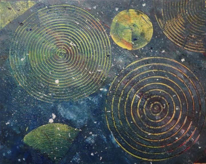 Painting titled "Voie lactée" by Art'Tino, Original Art, Acrylic Mounted on Stretcher frame