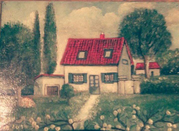 Pintura intitulada "La maison du peintre" por Sébastien Frau, Obras de arte originais, Óleo