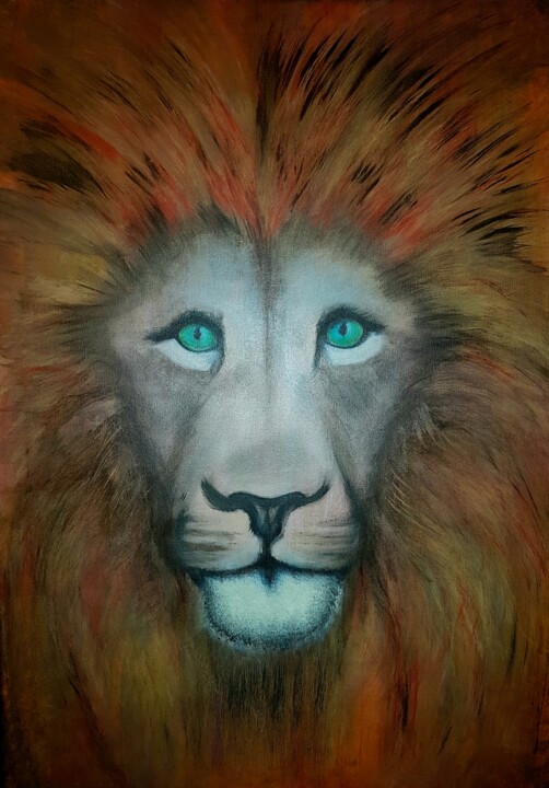 Painting titled "Lion" by Sebastien Josie, Original Artwork, Acrylic