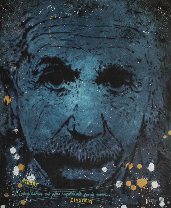 Peinture intitulée "Albert Einstein" par Hespé, Œuvre d'art originale, Acrylique