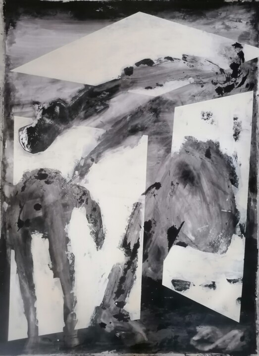 Painting titled "157/116cm" by Sébastien Racine, Original Artwork, Ink