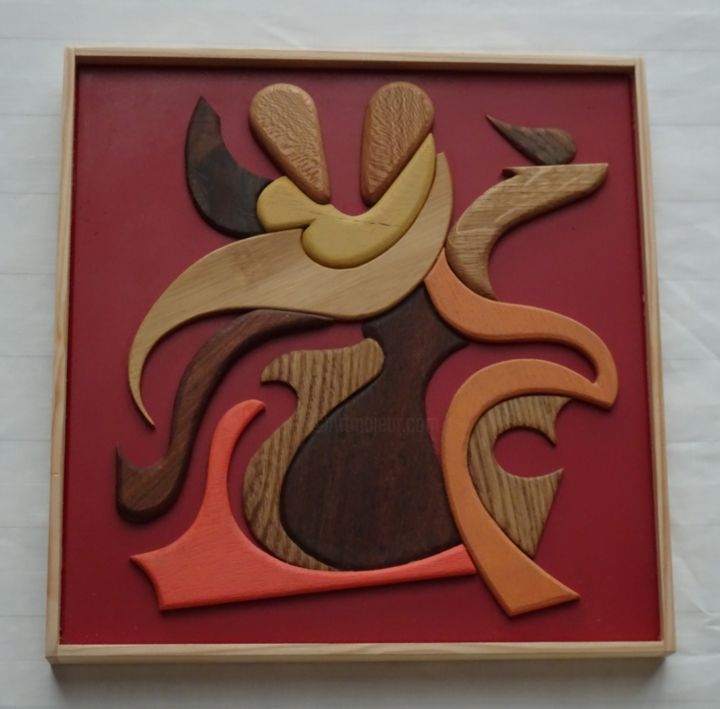 Sculpture titled "les z'amoureux" by Sebastien Riga, Original Artwork, Wood