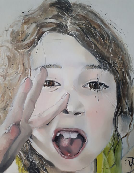 Painting titled "Cloe." by Yann Bes, Original Artwork, Oil