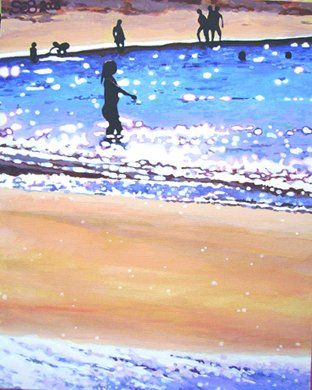 Peinture intitulée "A la plage" par Seb, Œuvre d'art originale