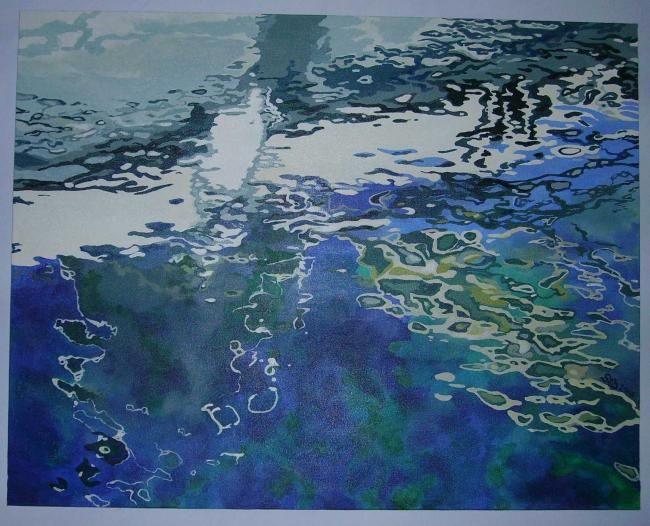 Peinture intitulée "Reflets bleus" par Seb, Œuvre d'art originale
