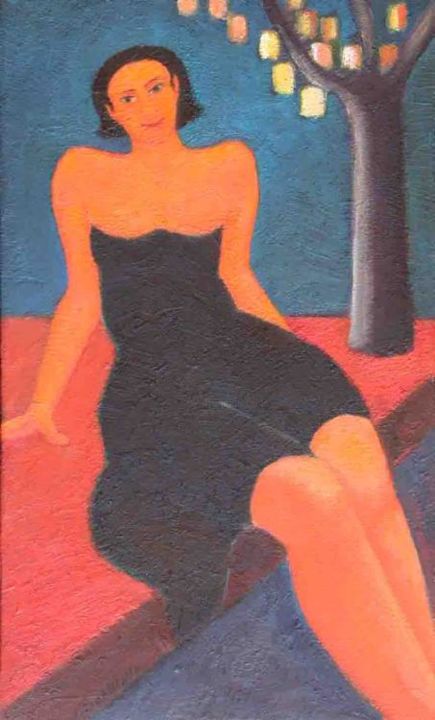 Peinture intitulée "Elle un soir aux la…" par Jean Sebillotte, Œuvre d'art originale, Huile