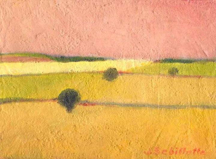 Peinture intitulée "Sous un ciel rose" par Jean Sebillotte, Œuvre d'art originale, Huile