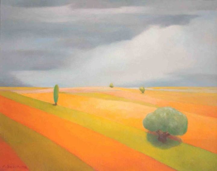 Peinture intitulée "Lanière des champs" par Jean Sebillotte, Œuvre d'art originale, Huile