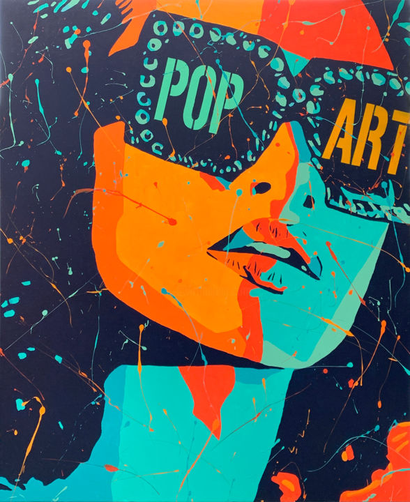 Painting titled "POP GIRL" by Secam, Original Artwork, Acrylic Mounted on Wood Stretcher frame