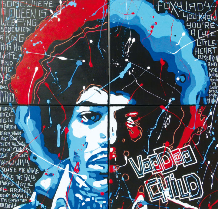 Painting titled "VOODOO CHILD" by Secam, Original Artwork, Acrylic Mounted on Wood Stretcher frame