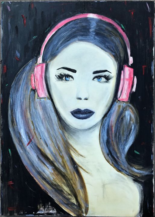 Painting titled "Disco girl" by Secret Of Face, Original Artwork, Oil