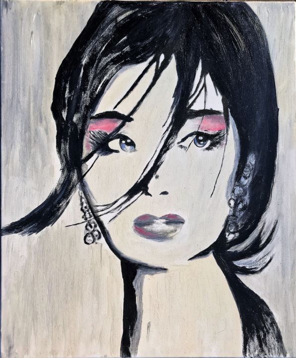 Painting titled "Worried look" by Secret Of Face, Original Artwork, Oil