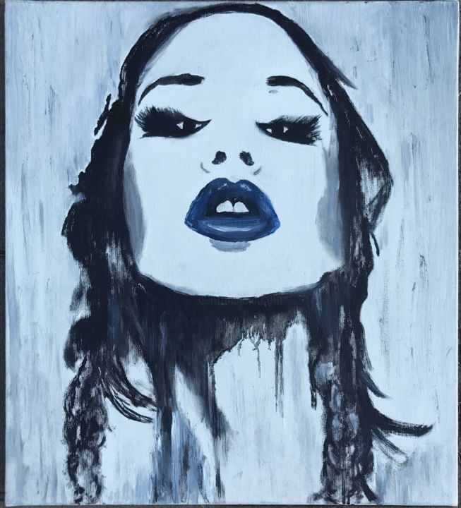 Painting titled "Asian girl" by Secret Of Face, Original Artwork, Oil Mounted on Wood Stretcher frame