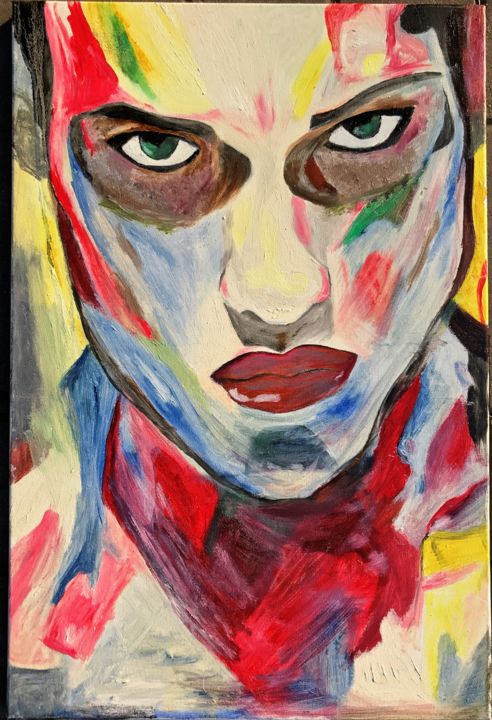 Painting titled "Strong eyes" by Secret Of Face, Original Artwork, Oil