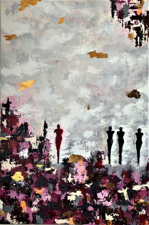 "People - Pink, Fusc…" başlıklı Tablo Seda Eyuboglu tarafından, Orijinal sanat, Akrilik