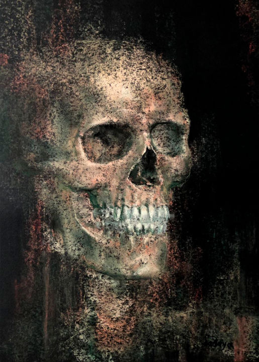 Rysunek zatytułowany „Skull/череп” autorstwa Надежда Сединкина, Oryginalna praca, Pastel
