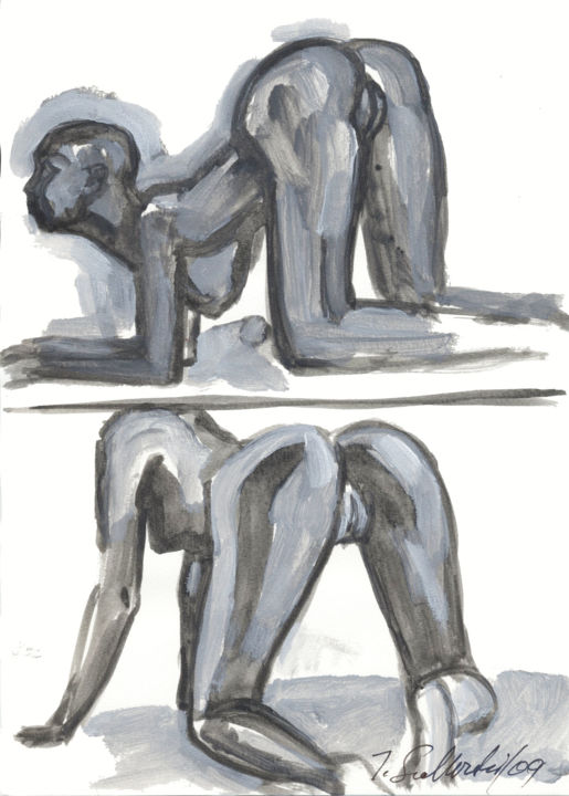 Drawing titled "Diptyque II" by Jivko Sedlarski, Original Artwork, Acrylic