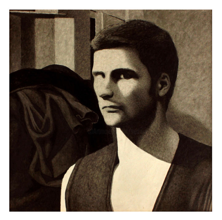 Картина под названием "Portrait with drape…" - Николай Седнин (Nicolas Sednin), Подлинное произведение искусства, Чернила