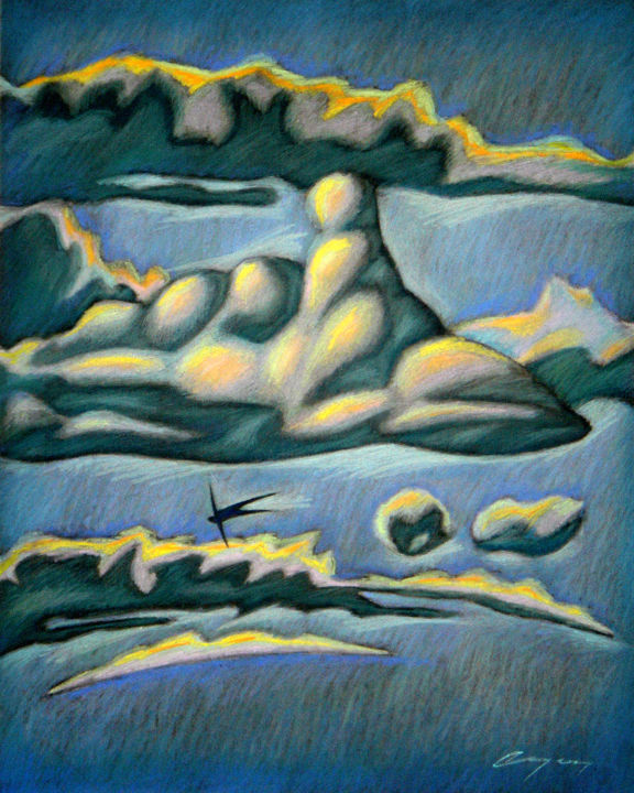 Malerei mit dem Titel "Flying" von Nikolai Sednin (Nicolas Sednin), Original-Kunstwerk, Pastell